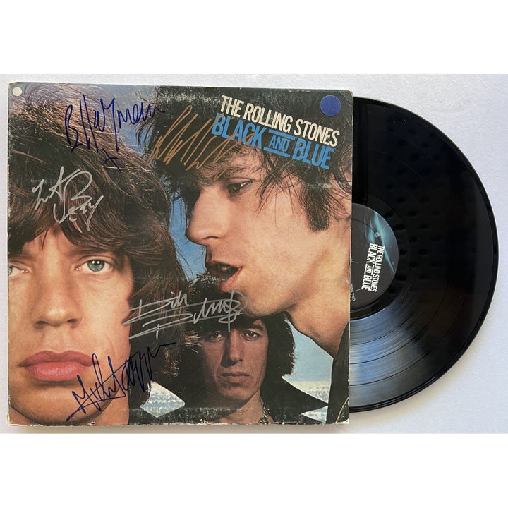 Rolling Stones Mick Jagger Keith Richards Mick Taylor Bill Wyman Charlie Watts Black and Blue  lp signed with proof