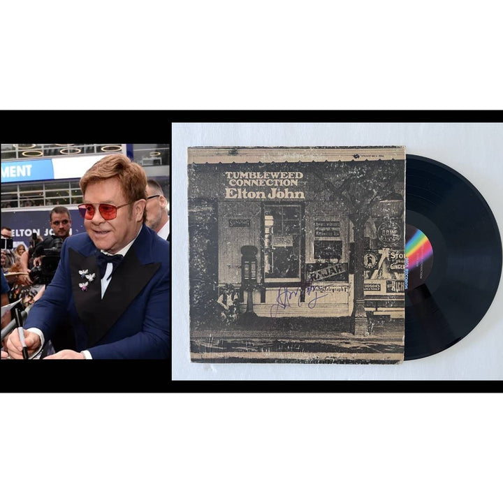 Elton John tumbleweed connection original LP signed with proof