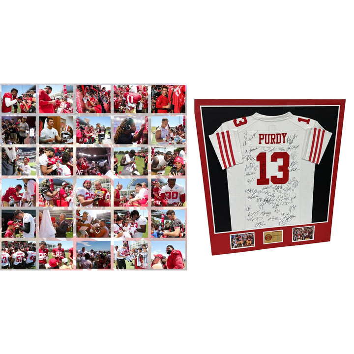 Brock Purdy San Francisco 49ers 2023-24 size xl jersey signed & framed with proof 40 plus signs 42x32