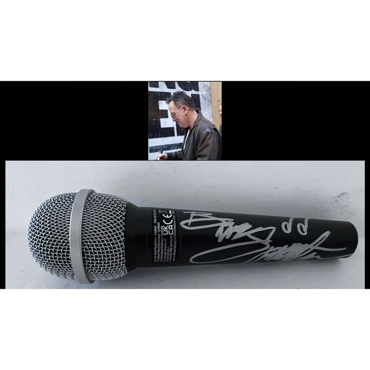 Bruce Springsteen microphone signed with Sketch and photo proof