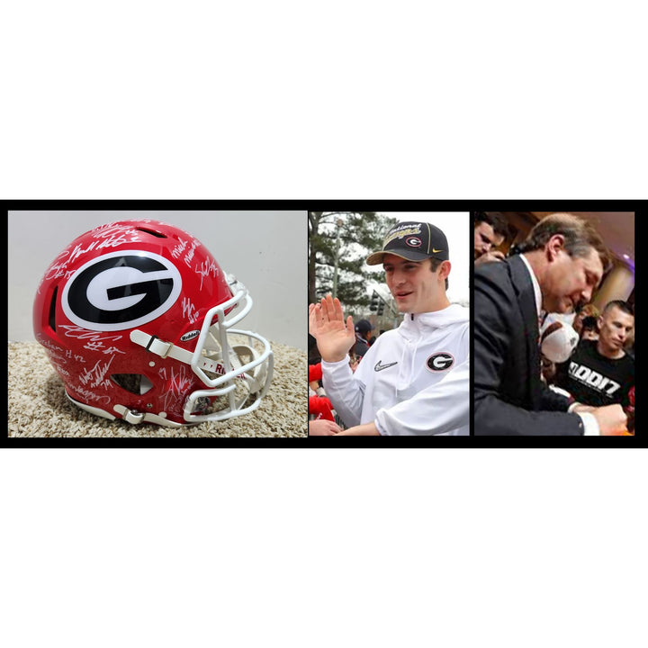 Georgia Bulldogs Stetson Bennett Kirby Smart Brock Bowers Georgia Bulldogs 2022-23 team signed Speed Riddell authentic