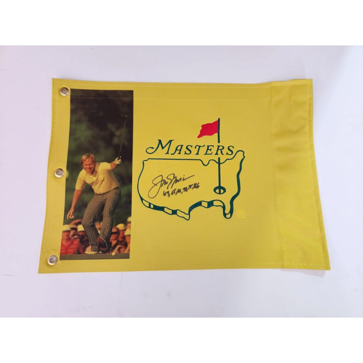 Jack Nicklaus Masters Golf flag signed with proof