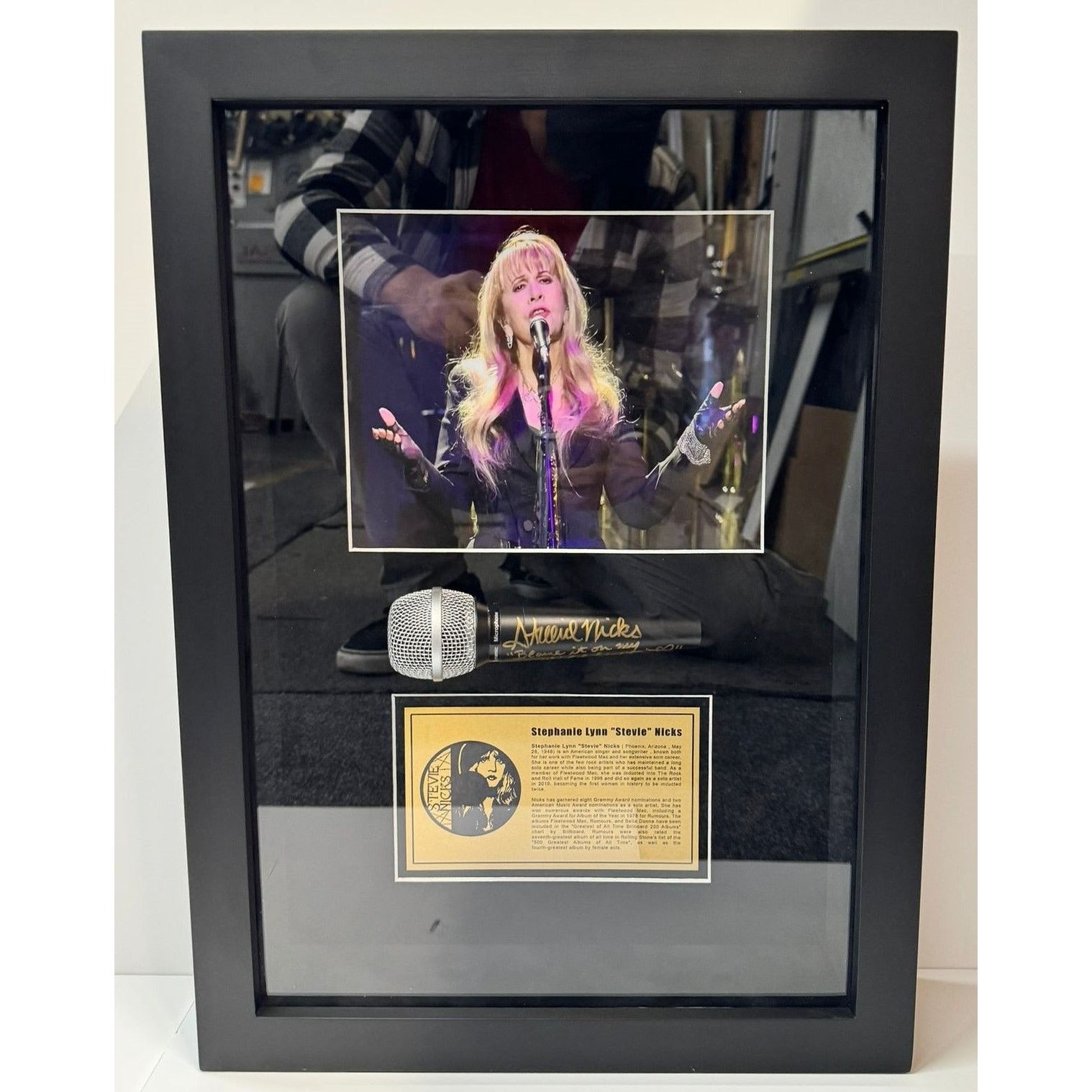 Stevie Nicks Fleetwood Mac iconic singer microphone signed and framed  with proof