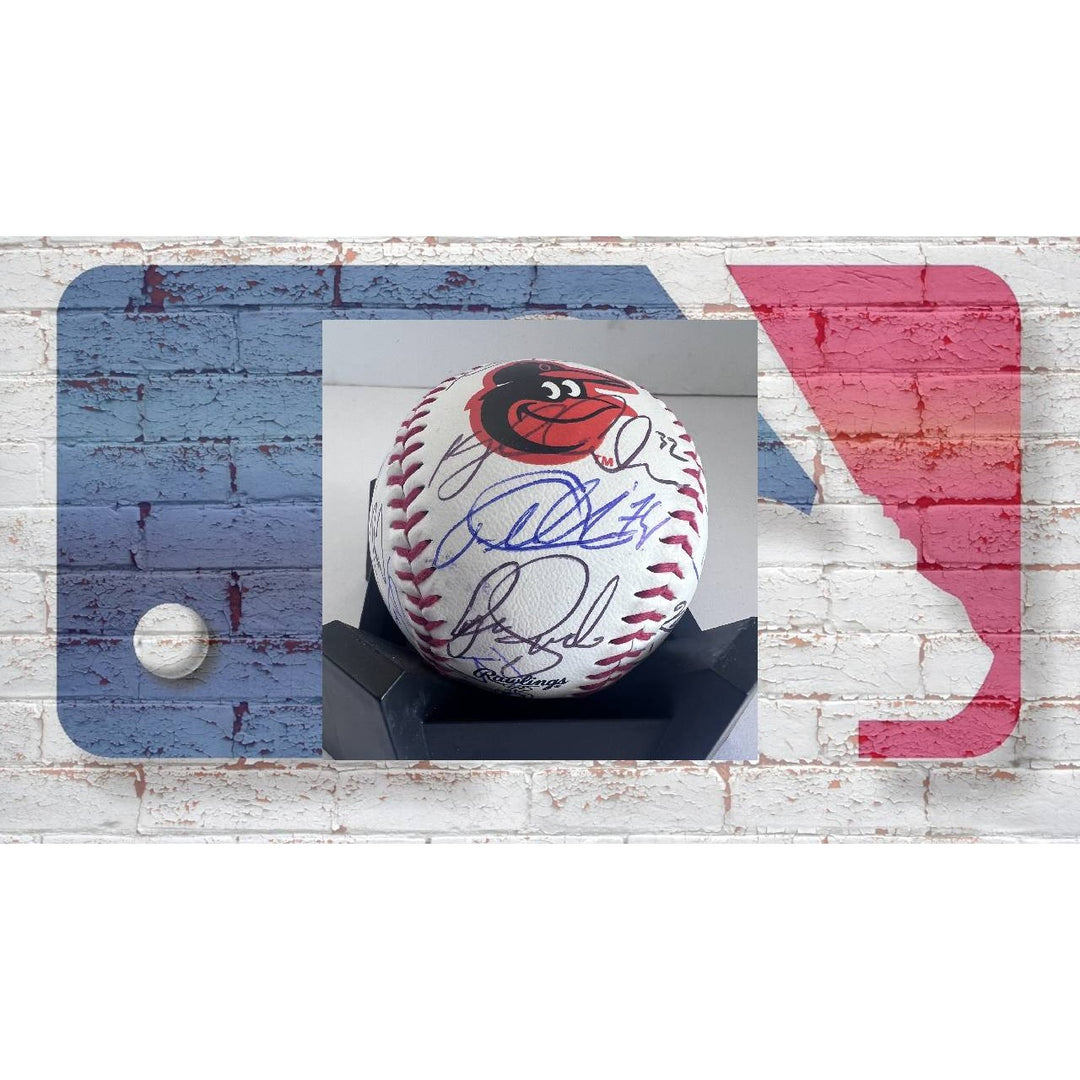 Baltimore Orioles 2023 Adley Rutschman Grayson Rodriguez Austin Hayes Anthony Santander team signed baseball with proof