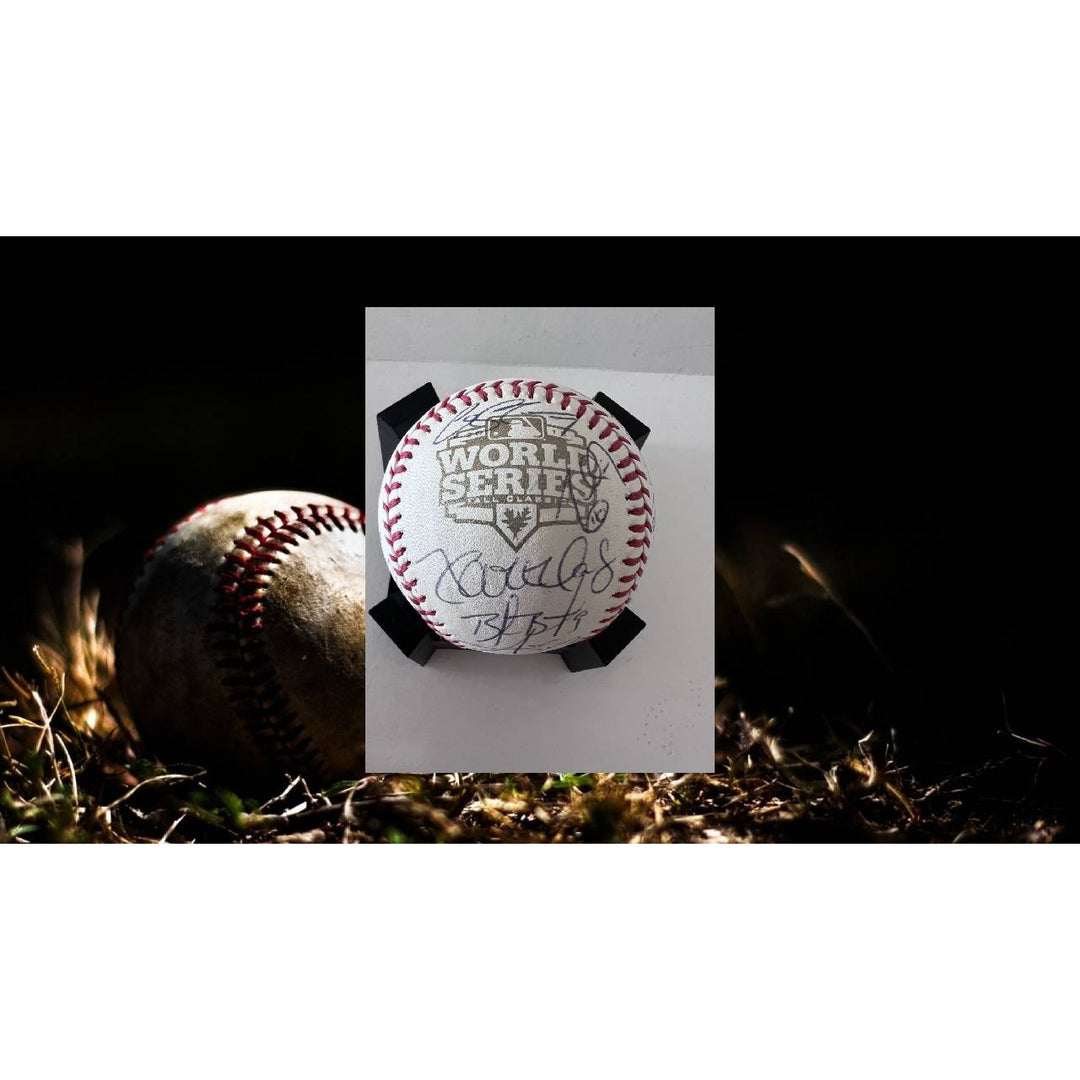 Buster Posey Bruce Bochy Tim Lincecum 2012 San Francisco Giants World Series champions team signed Rawlings commemorative baseball with proo