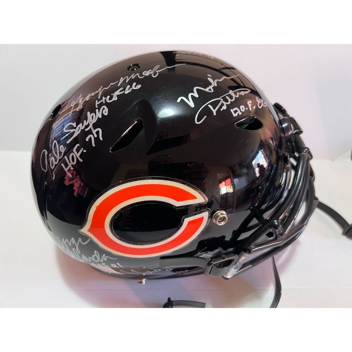 Chicago Bears Dick Butkus Gale Sayers George Atkins Mike Ditka Stan Jones Dan Hampton Mike Singletary Schutt pro model helmet signed