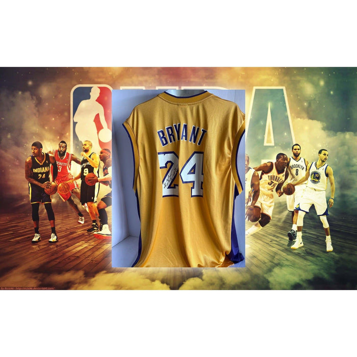 Kobe Bryant 'Mamba Out' signed and inscribed Los Angeles Lakers sixe XL  jersey signed with proof