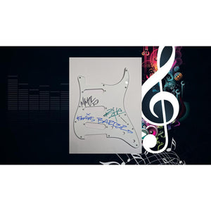 Travis Barker Mark Hoppus Tom DeLonge Blink-182 Fender Stratocaster electric guitar pickguard signed with proof