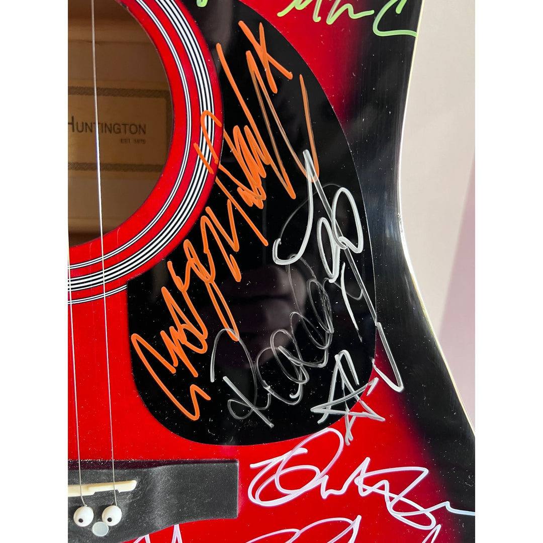 British Iconic Rock stars acoustic guitar signed Adele, Morrissey, George Michael, Robert Smith Robbie Williams signed with proof