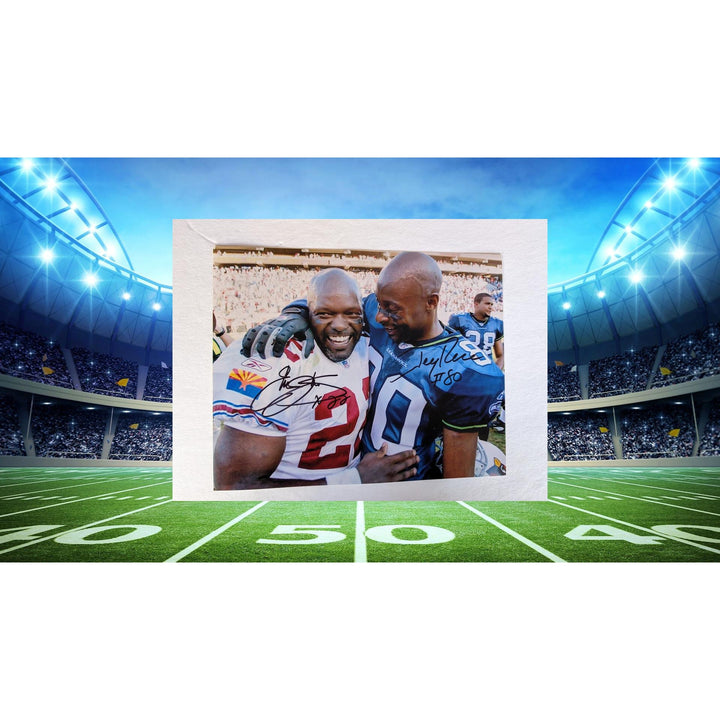 Emmitt Smith and Jerry Rice NFL Hall of Famers 8x10 photo signed with proof