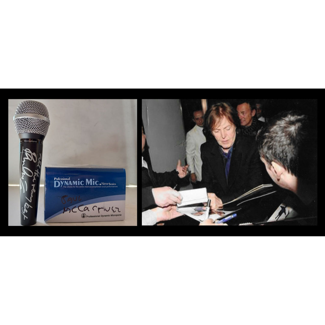 Paul McCartney microphone signed with proof