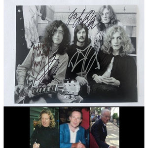 Jimmy Page Robert Plant John Paul Jones Led Zeppelin 8x10 photo signed with proof