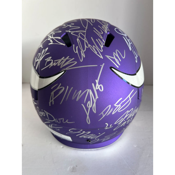 Sam darnold Justin Jefferson 2024 Minnesota Vikings Riddell full size helmet with over 40 signatures signed with proof