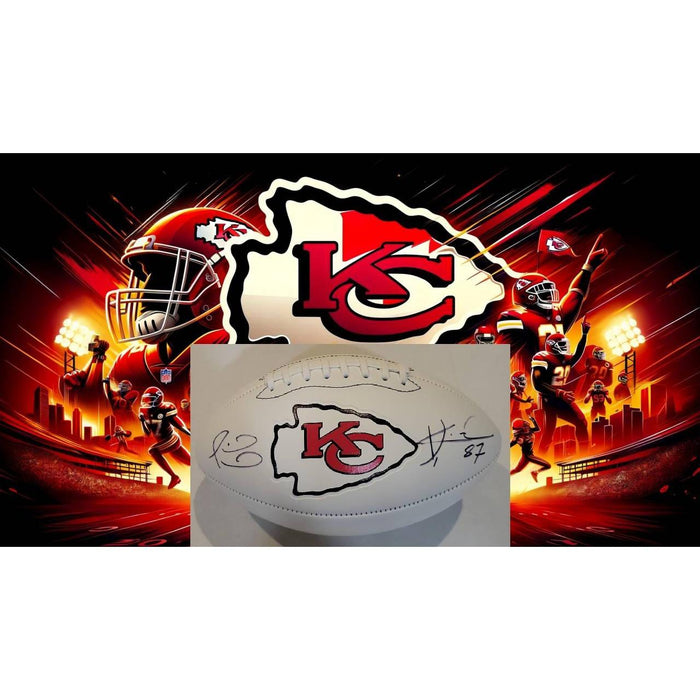 Patrick Mahomes and Travis Kelce Kansas City Chiefs full size football signed with proof