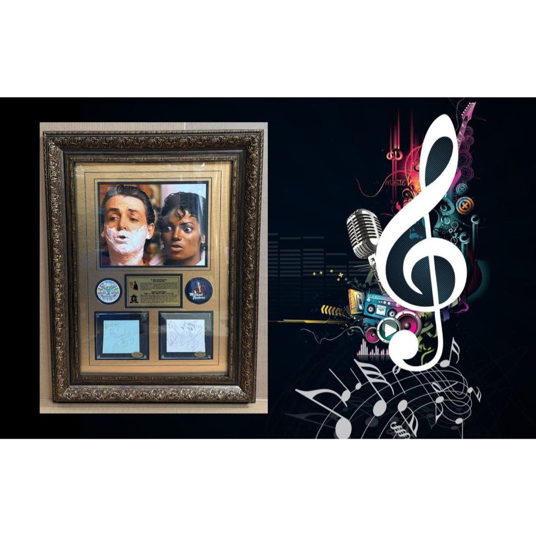 Michael Jackson " The King of Pop" and Sir Paul McCartney 11x14 photo signed with museum quality frame and proof.