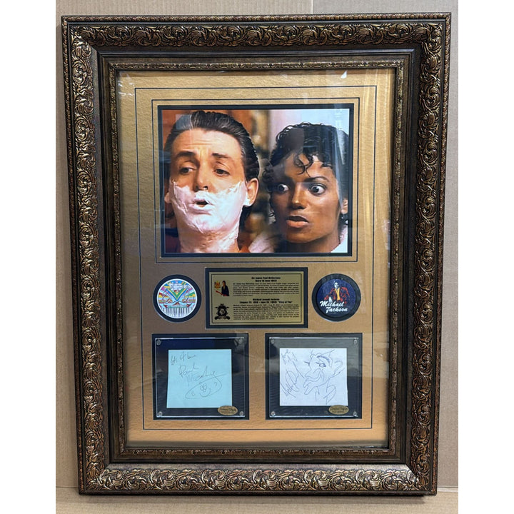 Michael Jackson " The King of Pop" and Sir Paul McCartney 11x14 photo signed with museum quality frame and proof.