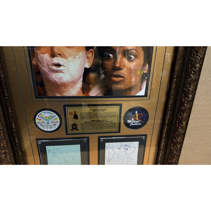 Michael Jackson " The King of Pop" and Sir Paul McCartney 11x14 photo signed with museum quality frame and proof.