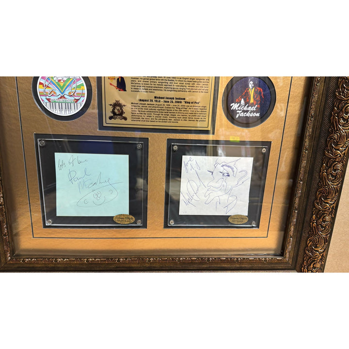 Michael Jackson " The King of Pop" and Sir Paul McCartney 11x14 photo signed with museum quality frame and proof.