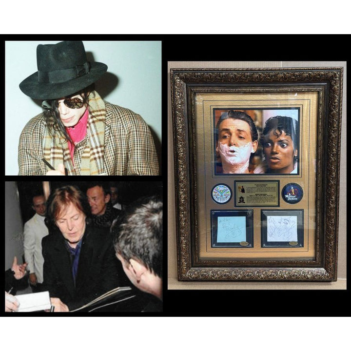 Michael Jackson " The King of Pop" and Sir Paul McCartney 11x14 photo signed with museum quality frame and proof.