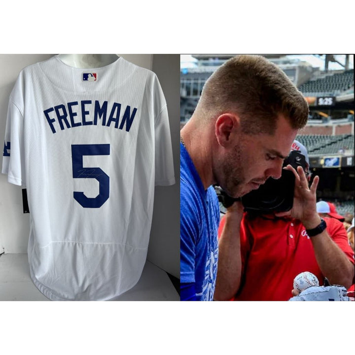 Freddie Freeman Los Angeles Dodgers nike jersey signed with proof.