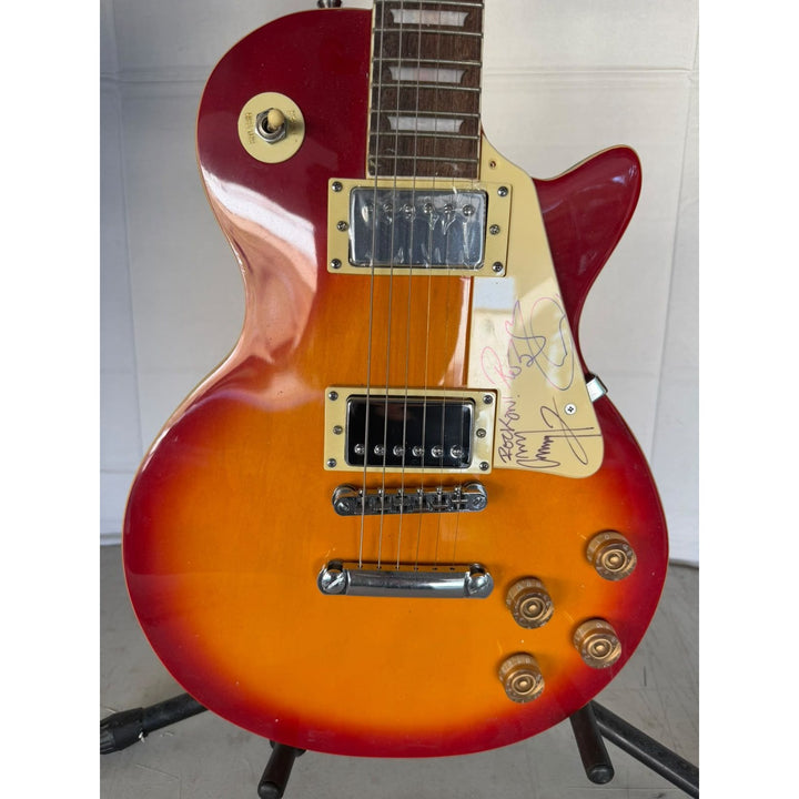 Jimmy Page Robert Plant of Led Zeppelin Les Paul vintage electric guitar signed with full provenance, photo proof and AI certification.