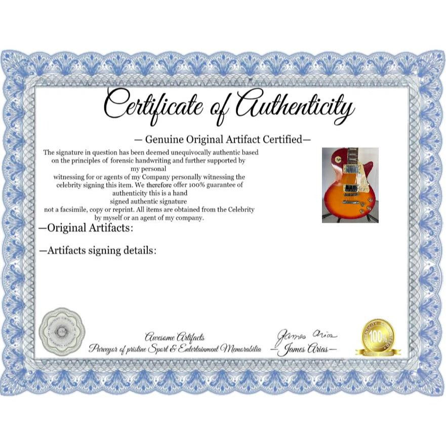 Jimmy Page Robert Plant of Led Zeppelin Les Paul vintage electric guitar signed with full provenance, photo proof and AI certification.