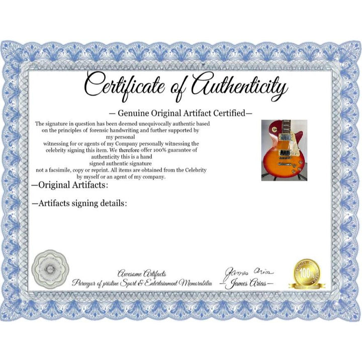 Jimmy Page Robert Plant of Led Zeppelin Les Paul vintage electric guitar signed with full provenance, photo proof and AI certification.