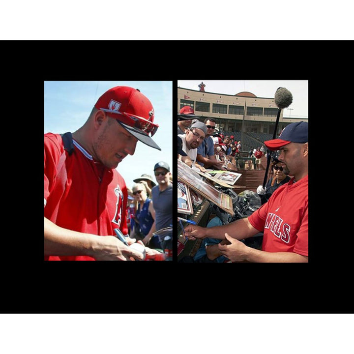 Los Angeles/Anaheim Angels Mike Trout Albert Pujols Hall of Famers present and future baseball bat signed with proof.