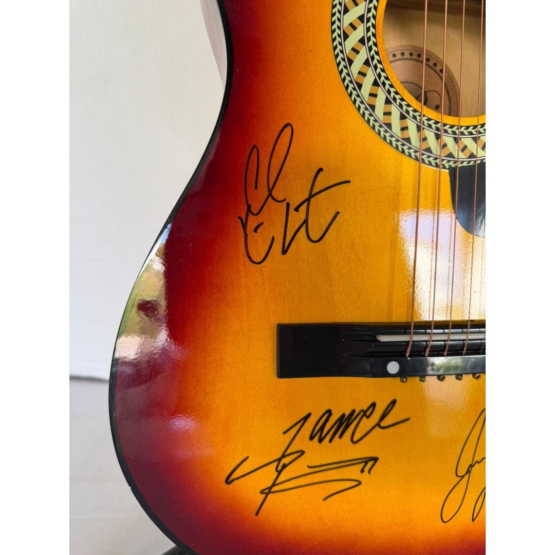 Justin Timberlake Chris Kirkpatrick, Joey Fatone, Lance Bass and JC Chasez NSYNC vintage acoustic guitar signed with proof