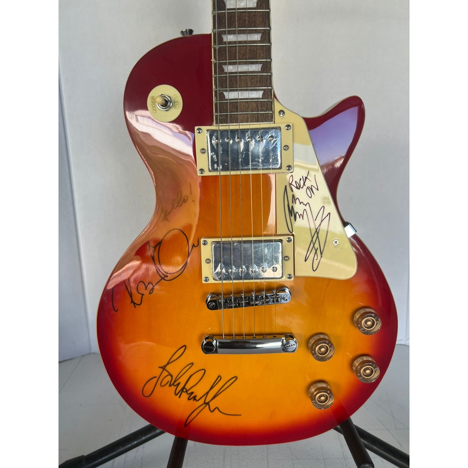 Led Zeppelin Jimmy Page with inscription Rock On! Robert Plant
