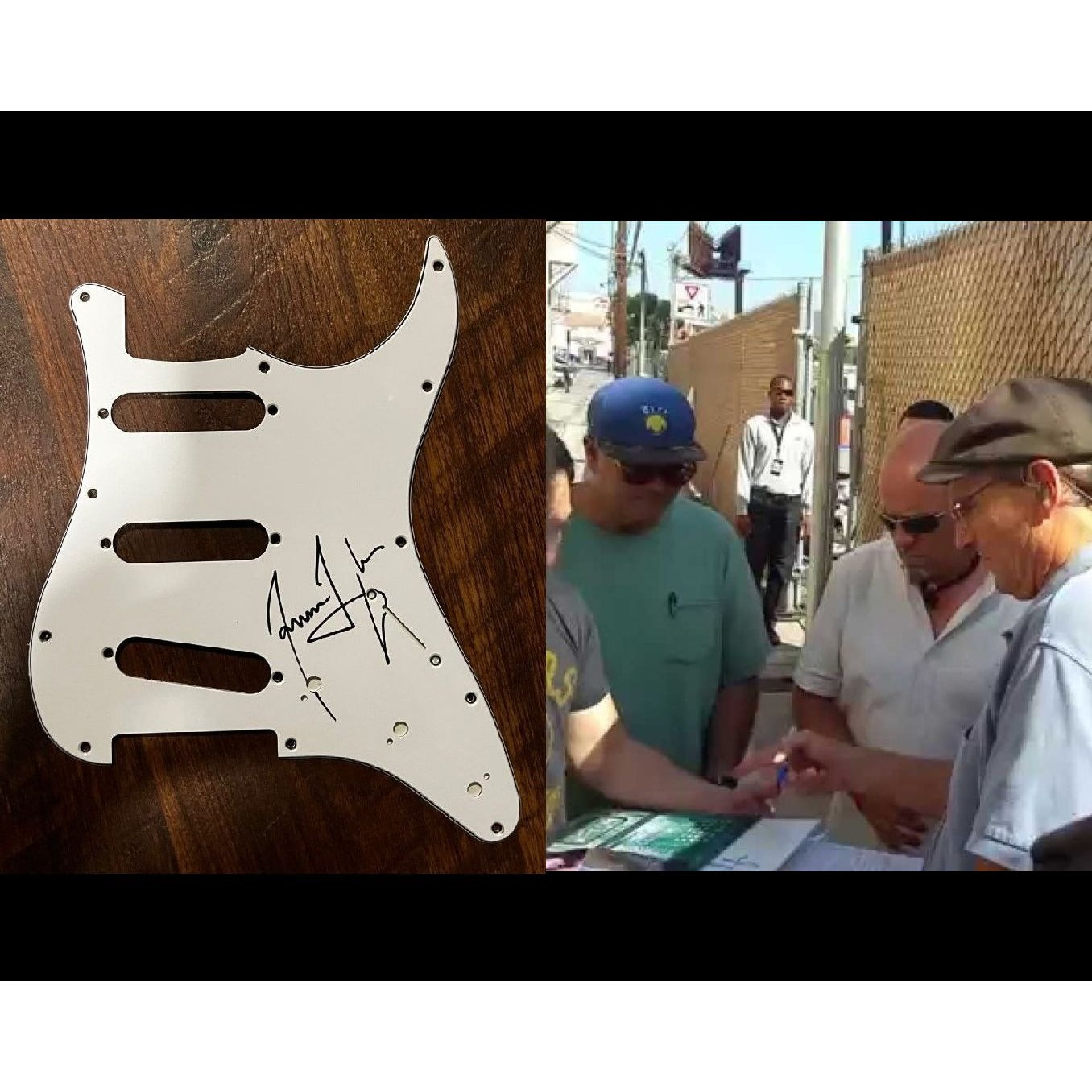 James Taylor electric guitar pickguard signed with proof