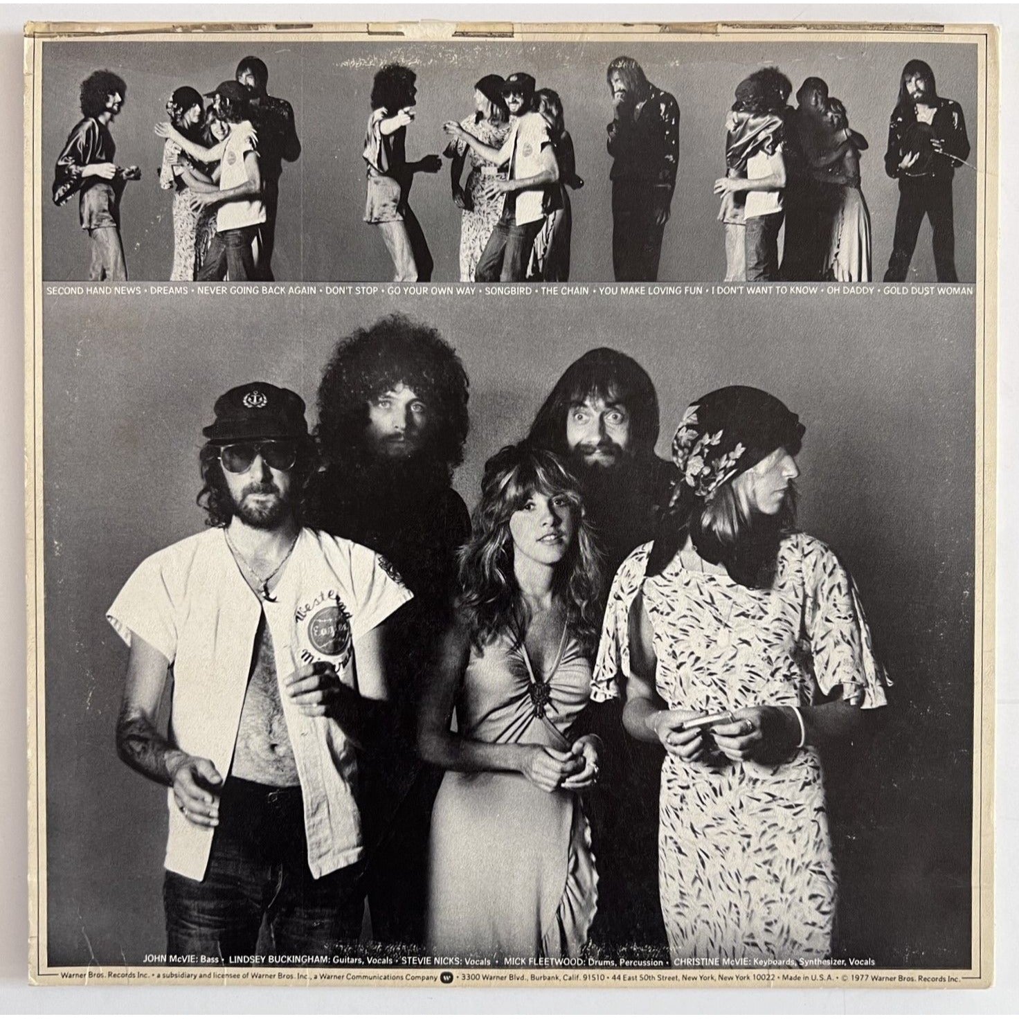 Fleetwood Mac Rumors Mick Fleetwood, Christine McVie, Stevie Nicks, Lindsey Buckingham, and John McVie signed with proof