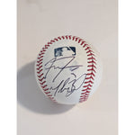 Load image into Gallery viewer, Freddie Freeman &amp; Mookie Betts Los Angeles Dodgers Rawlings MLB official MLB baseball signed with proof and free display case
