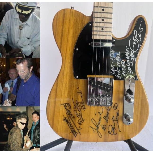 Keith Richards Eric Clapton Chuck Berry signed and inscribed Telecaster full size electric guitar signed with proof