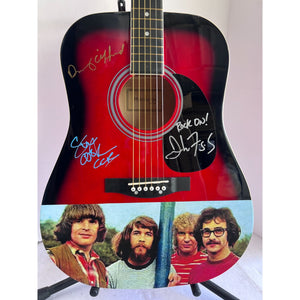 Creedence Clearwater Revival CCR John Fogerty Doug Clifford & Stu Cook full size acoustic guitar signed with proof