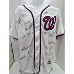 Load image into Gallery viewer, Washington Nationals 2019 World Series champions Juan Soto Max Scherzer Stephen Strasburg game model embroidered jersey signed with proof
