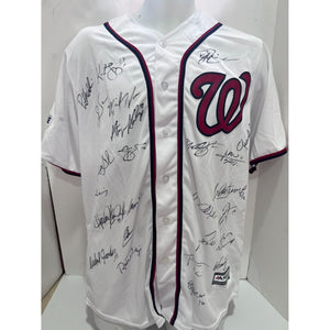 Washington Nationals 2019 World Series champions Juan Soto Max Scherzer Stephen Strasburg game model embroidered jersey signed with proof