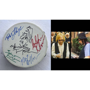 Belmont Trench Ron Blair Mike Campbell Tom Petty signed with Sketch and the Heartbreakers 10 inch tambourine with signing proof