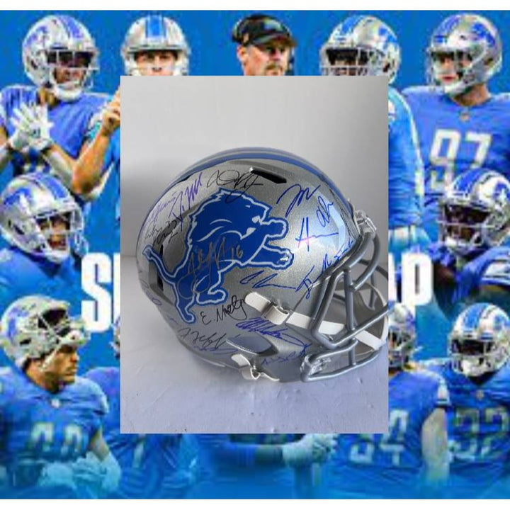 Detroit Lions 2023-24 Jared Goff Dan Campbell Penei Sewell Amon-ra St Brown Aidan Hutchinson Detroit Lions Riddell speed authentic gamemodel