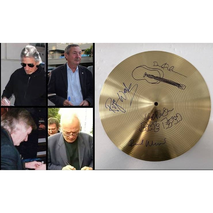 Pink Floyd David Gilmour Roger Waters Nick Mason Richard Wright 14 in cymbal signed with personal sketches