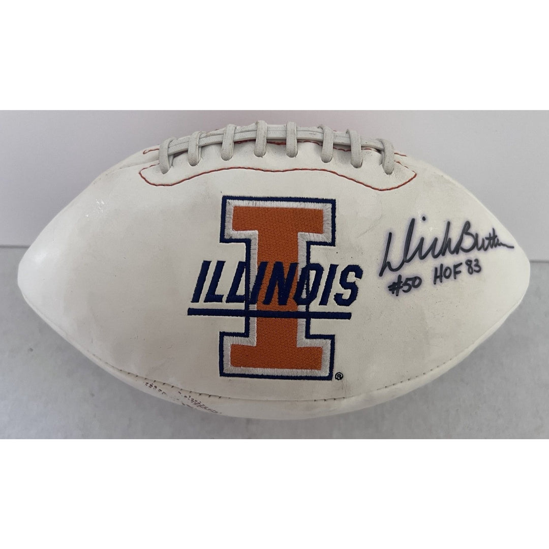 Dick Butkus University of Illinois full size logo football signed with proof