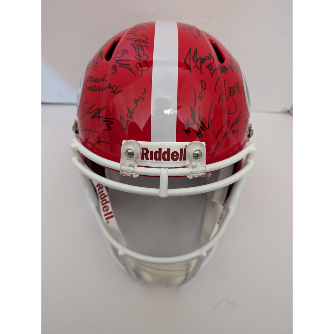 Stetson Bennett Kirby Smart Georgia Bulldogs 2022-23 NCAA national champions Riddell full size speed replica helmet signed with proof