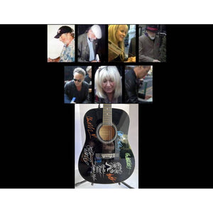 Stevie Nicks Peter Green Mick Fleetwood John and Christy McVie Lindsay Buckingham Fleetwood Mac full size acoustic guitar signed with proof