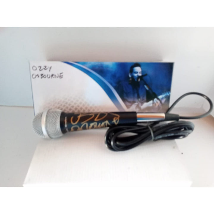 Ozzy Osbourne sign microphone with proof