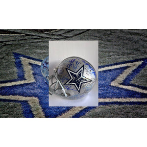 Dallas Cowboys Emmitt Smith Troy Aikman Michael Irvin Jerry Jones Barry Switzer Super Bowl championship team signed pro helmet with proof