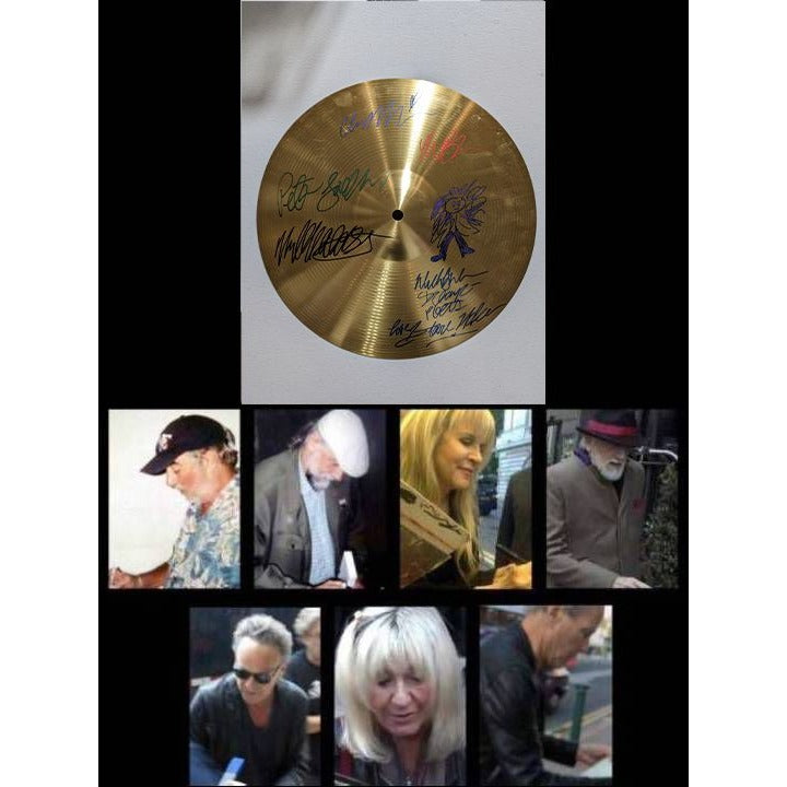 Stevie Nicks Pete Green Lindsay Buckingham John and Christy McVie make Fleetwood Fleetwood Mac cymbal signed with proof