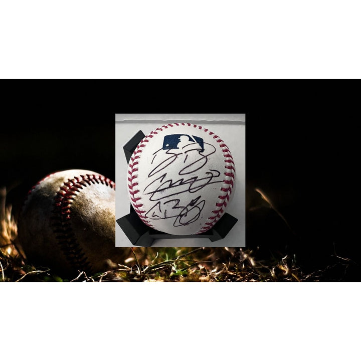 Toronto Blue Jays Bo Bichette Vladimir Guerrero Jr Caven Biggio official Rawlings MLB baseball signed with proof