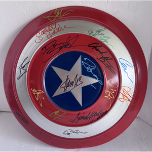 Avengers-Captain America metal shield Chris Evans, Scarlett Johansson, Robert Downey Jr. 20 plus signatures signed with proof