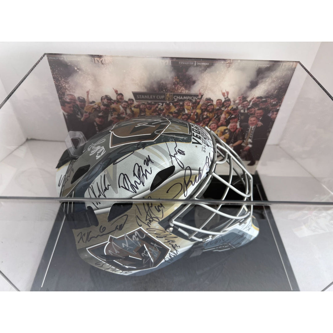 Las Vegas Knights 2022-23 Stanley Cup Champions Team signed mask with acrilyc display case