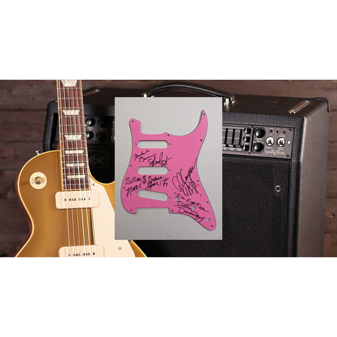 Alice Cooper Band Michael Bruce Dennis Dunaway Neil Smith Stratocaster electric guitar pickguard signed with proof